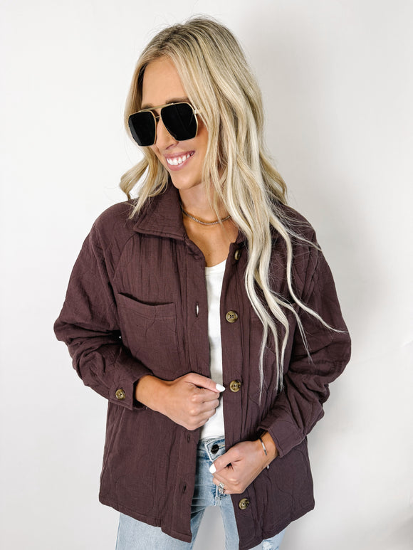 Quilted Wrinkle Gauze Long Sleeve Shacket