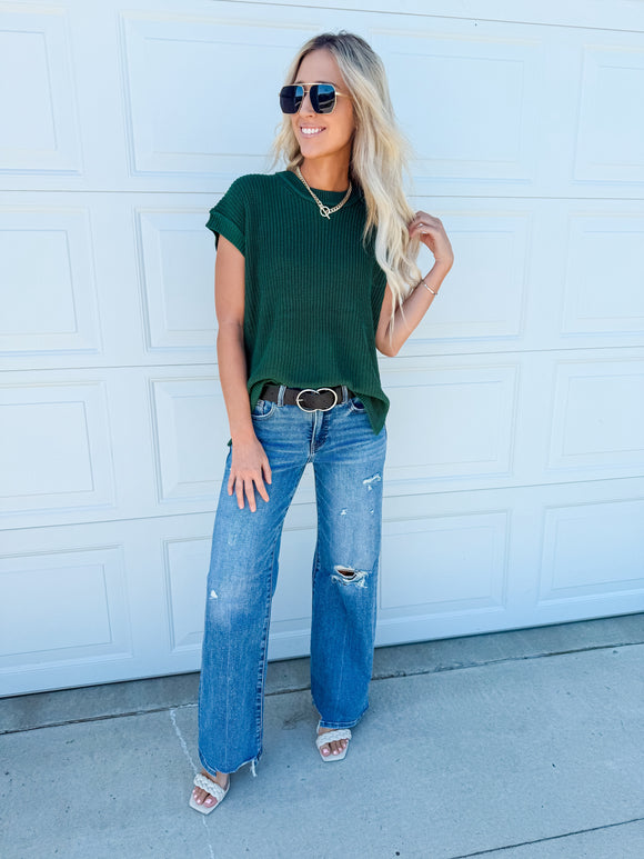 Olive Oversized Crew Neck Sweater