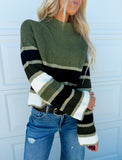 Multi Color Striped Mock Neck Sweater