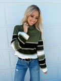 Multi Color Striped Mock Neck Sweater