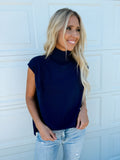 High-Low Turtleneck Sleeveless Sweater Top