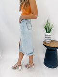 In Awe Light Denim Aline Skirt