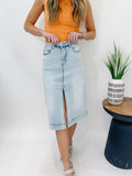 In Awe Light Denim Aline Skirt