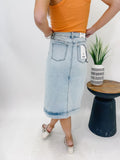 In Awe Light Denim Aline Skirt