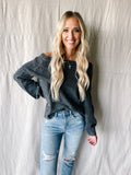 The Ellie Off Shoulder Charcoal Sweater