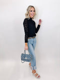 Black Floral Lace Long Sleeve Top