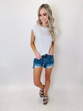 Heathered Round Neck Cap Sleeve T-Shirt
