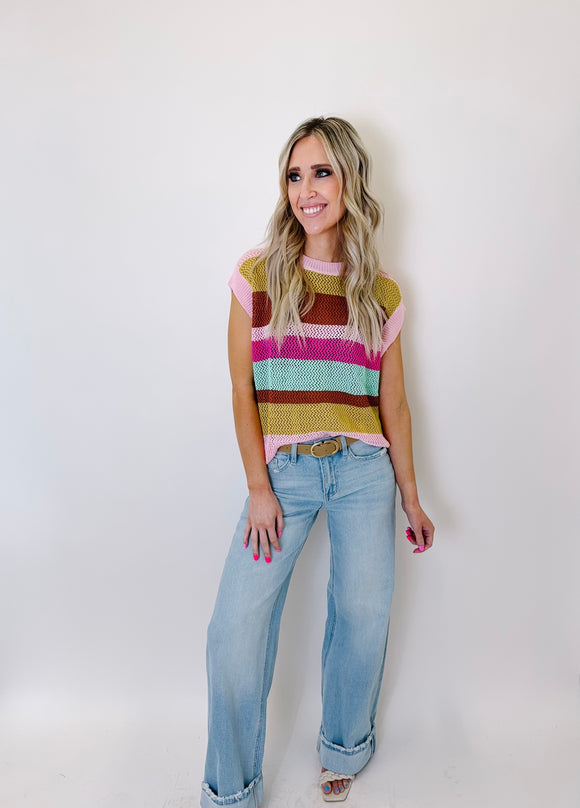 Colored Stripe Knit Top