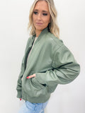 Feeling Warm Sage Bomber Jacket