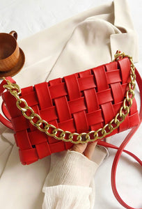 Ruby Red Weaved Shoulder Bag