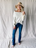 The Ellie Off Shoulder Off White Sweater