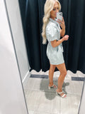 Seafoam Puff Sleeve Romper