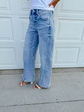 Mid Rise Fit Barrel Jeans