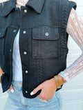 Cable Quilting Stitch Button Up Knit Vest