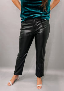 Vennie Slim Straight Leather Pants