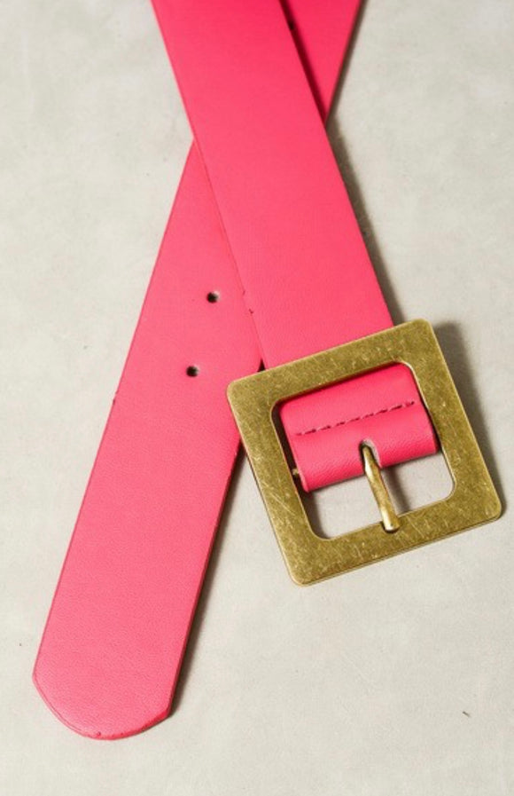 Fuschia Square Buckle Belt