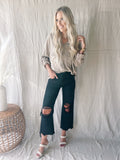 Legends Taupe Linen Button Top