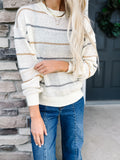 Multicolour Striped Ribbed Edge Drop Shoulder Sweater