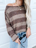 Horizontal Stripes Knit Textured Sweater