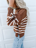 Exposed Seam Striped Oversized Sweater