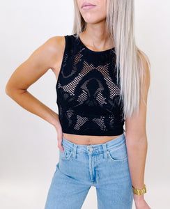 Take Your Pick Black Fishnet Tank