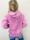 Pink Acid Wash Fleece Hoodie