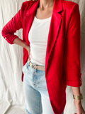 Red Roll Up Sleeve Blazer