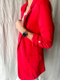 Red Roll Up Sleeve Blazer