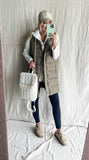 Olive Long Puffer Vest