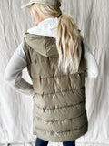 Olive Long Puffer Vest