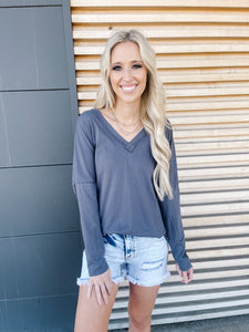 Charcoal Long Sleeve Top