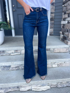 Quin Dark High Rise Flare Jeans