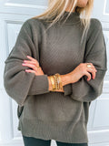 Simply The Best Dark Olive Oversized Sweater