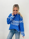 Oversized Blue Holiday Sweater