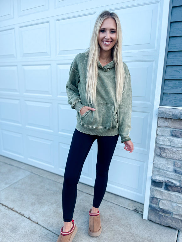 Drue Fleece Hooded Sweatshirt Olive