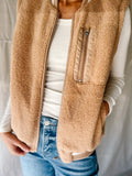 Taupe Sherpa Varsity Vest