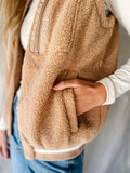 Taupe Sherpa Varsity Vest