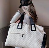 White Quilted Weekender Bag