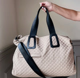 Beige Quilted Weekender Bag