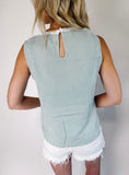 Green Stripe Lace Top