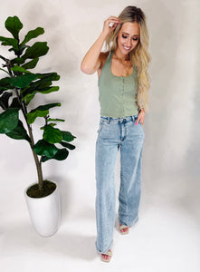 Halter Neck Buttoned Washed Top
