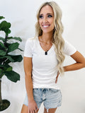 White V-Neck Basic Tee