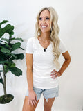 White V-Neck Basic Tee