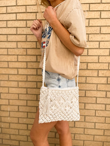 Ivory Crochet Shoulder Bag