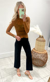 Caramel Ruched Long Sleeve Top