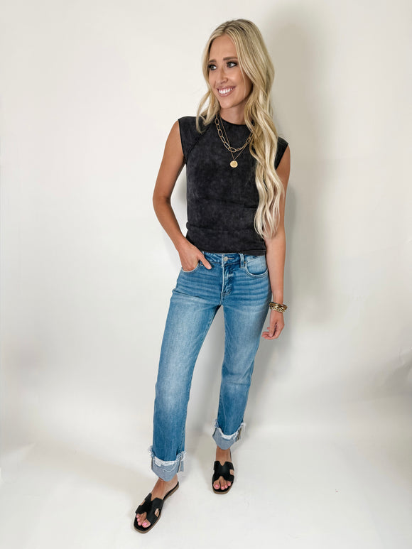 Grecian Neck Ribbed Tank