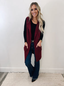 Burgundy Sleeveless Sweater Vest