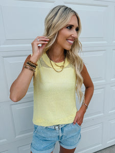 Yellow Knit Crochet Top