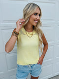 Yellow Knit Crochet Top