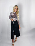 Brown Allover Leopard Print Smocked Neck Mesh Bodysuit